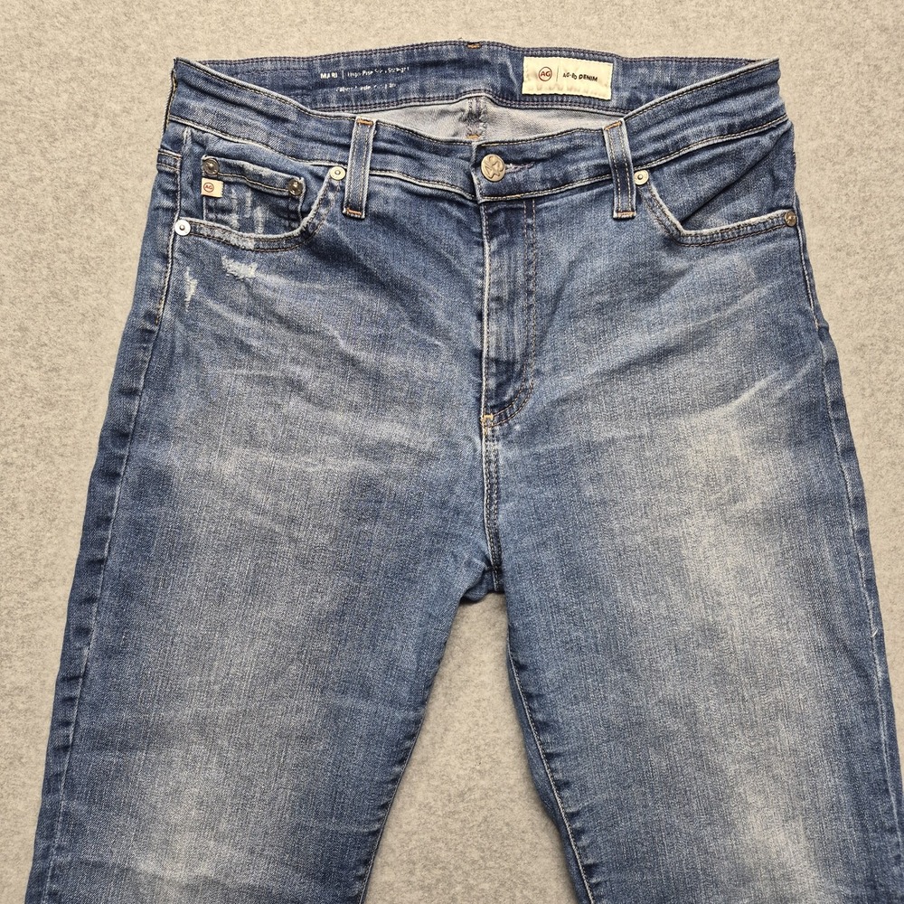 AG Adriano Goldschmied Mari High Rise Slim Straight Jeans Womens 31 Blue Denim - Picture 10 of 16
